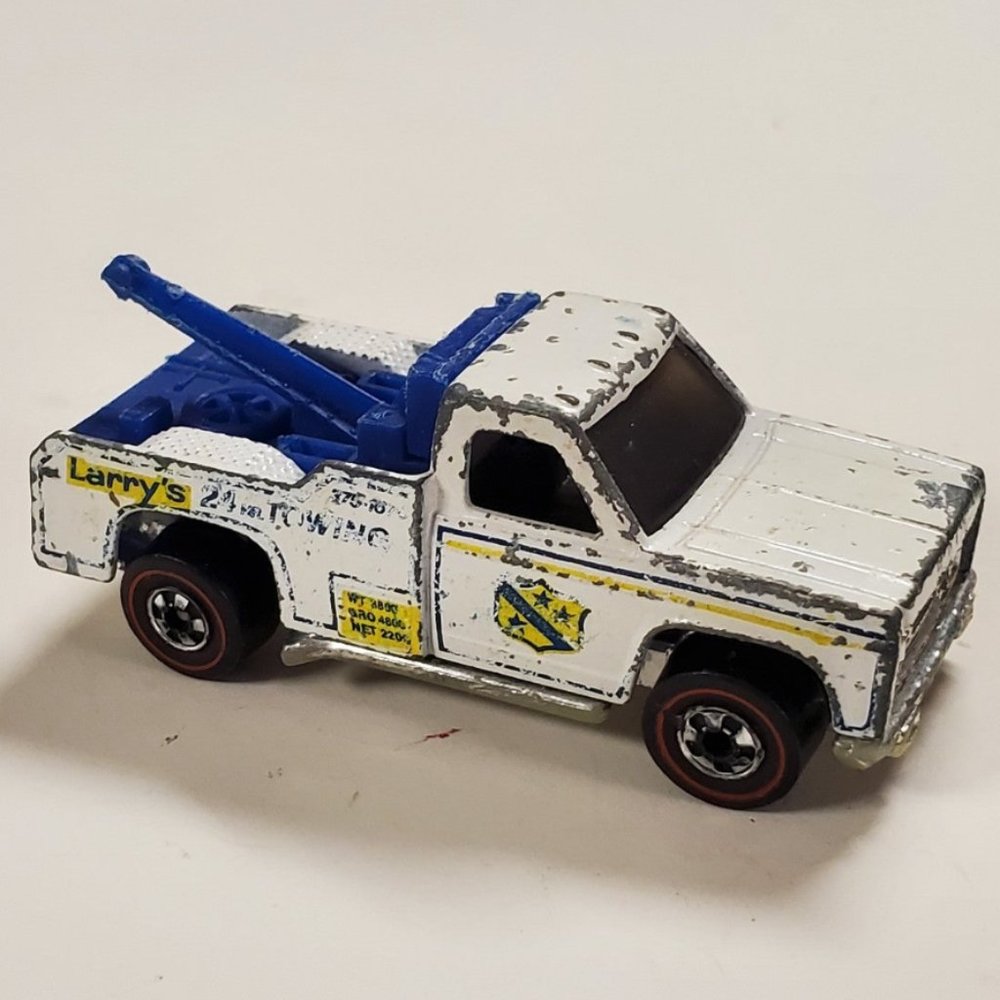 1974 Hot Wheels Redline Ramblin Wrecker White Hong Kong Larrys Towing